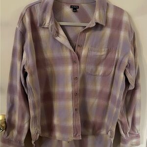 J. Crew Lavender and Cream Plaid Shirt